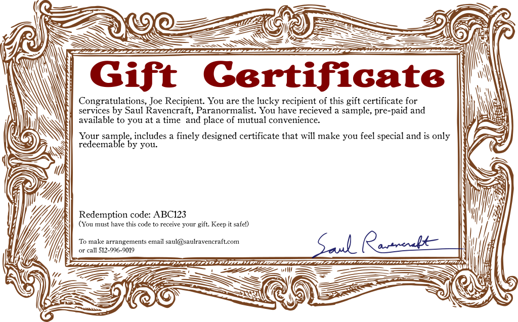 Gift Certificates Saul Ravencraft