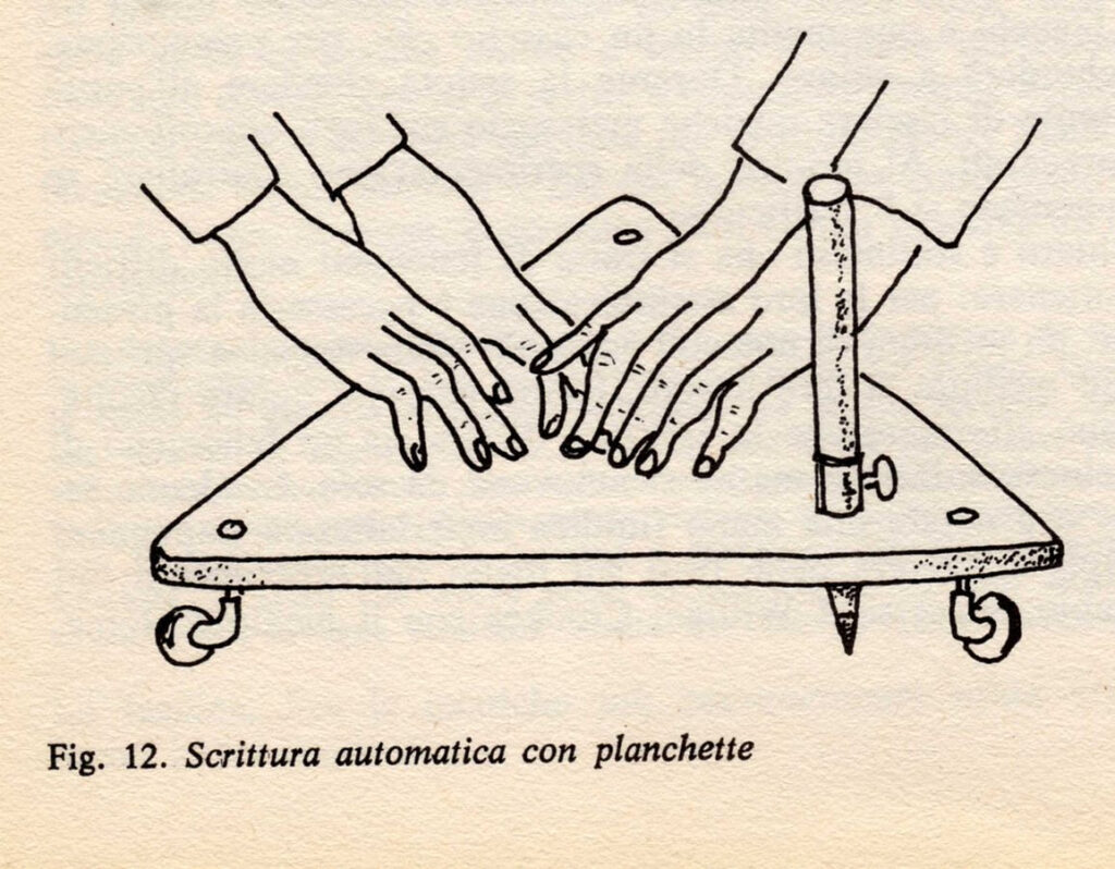 Drawing of hands on a triangular mechanism with a pencil attached