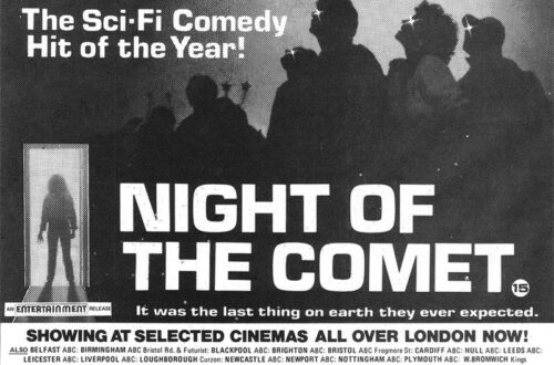 London newspaper ad advertising Night of the Comet